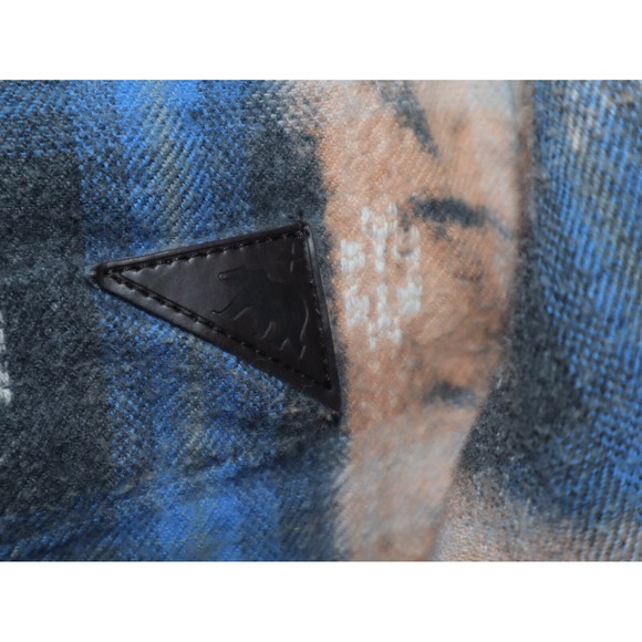 Franklin Flannels Shirt Size XL Men Faded Blue Plaid Bleach LS Lived In Upcycled - Picture 4 of 6